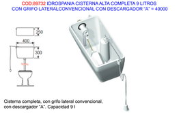 IDROSPANIA Cisterna Alta Completa 9 LT con Grifo Lateral