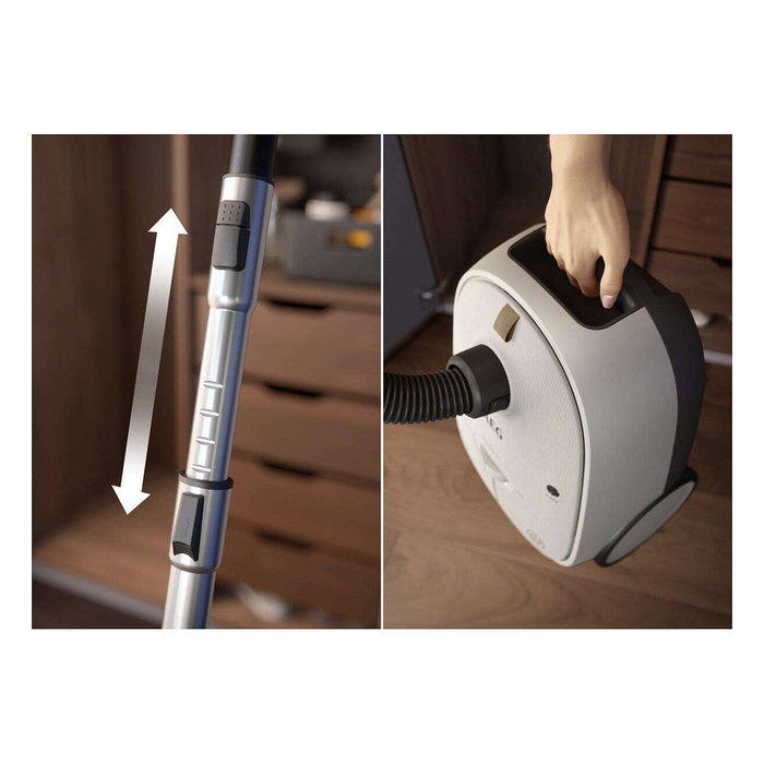 AEG AB61H65W Aspiradora Cilíndrica con Bolsa, 850 W, Filtro Allergy Plus HEPA, Radio 12m, Capacidad 3.5 L, Color Blanco