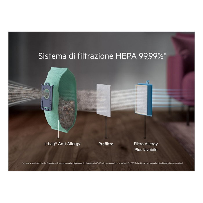 AEG AB61H65W Aspiradora Cilíndrica con Bolsa, 850 W, Filtro Allergy Plus HEPA, Radio 12m, Capacidad 3.5 L, Color Blanco