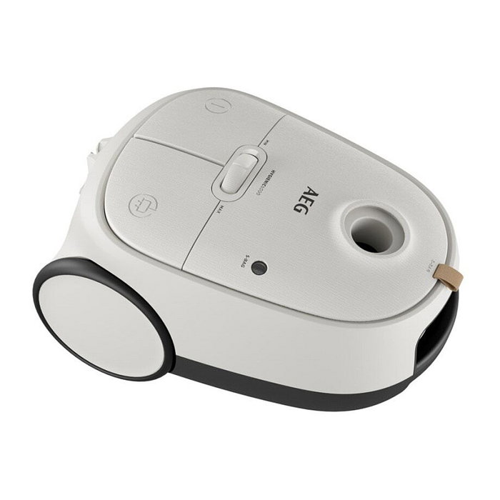 AEG AB61H65W Aspiradora Cilíndrica con Bolsa, 850 W, Filtro Allergy Plus HEPA, Radio 12m, Capacidad 3.5 L, Color Blanco