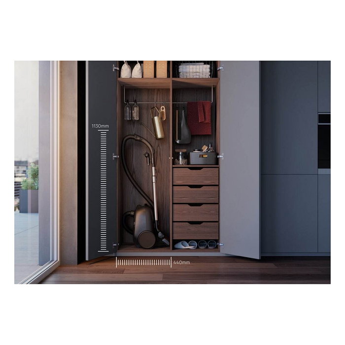 AEG AB61H65W Aspiradora Cilíndrica con Bolsa, 850 W, Filtro Allergy Plus HEPA, Radio 12m, Capacidad 3.5 L, Color Blanco