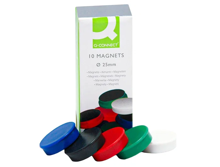 Q-connect Iman para sujecion 25 mm colores surtidos caja de 10 unidades ideal para pizarras magneticas