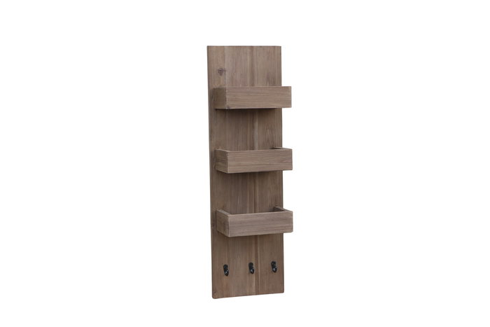 DKD Home Decor Estantería de Pared Cottage de Madera Reciclada y Pino para Baño - 30 x67 x 100 cm (Ancho x Fondo x Alto)
