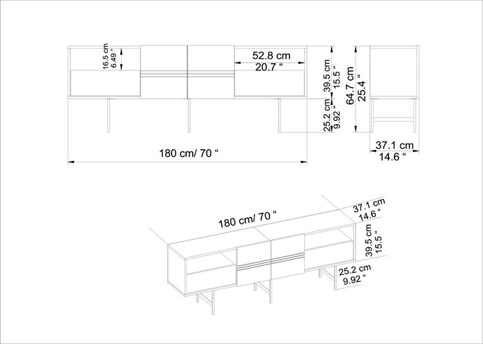 Hanah Home Soporte TV Blanco - Moderno y Glamuroso, 180x64.7x37.1 cm