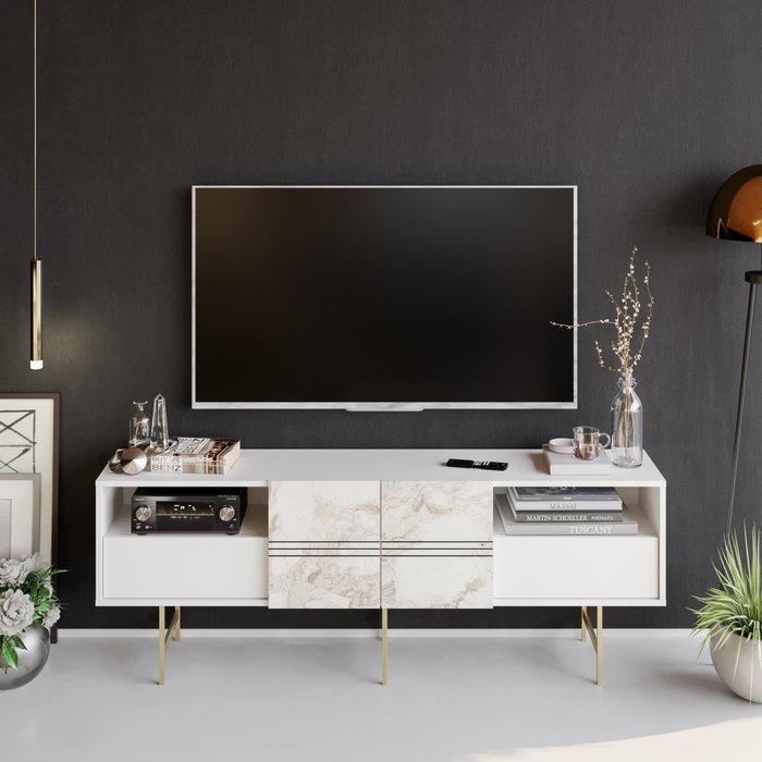 Hanah Home Soporte TV Blanco - Moderno y Glamuroso, 180x64.7x37.1 cm