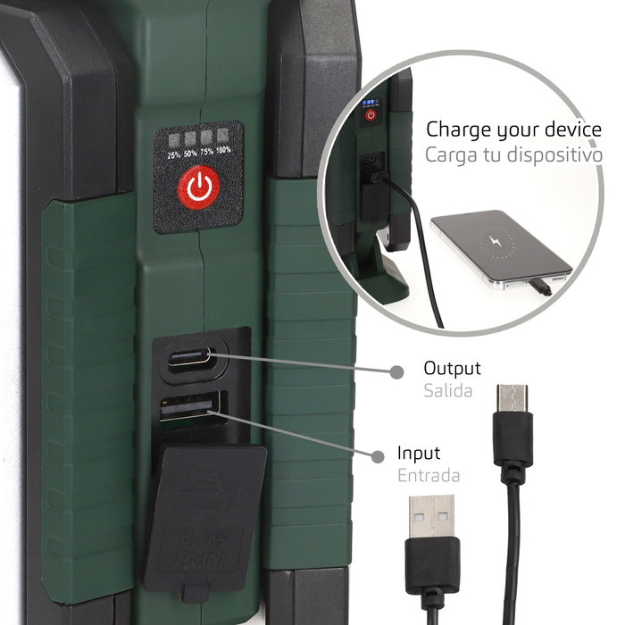 Aktive Triple Foco LED Exterior 1500 Lúmenes con Powerbank