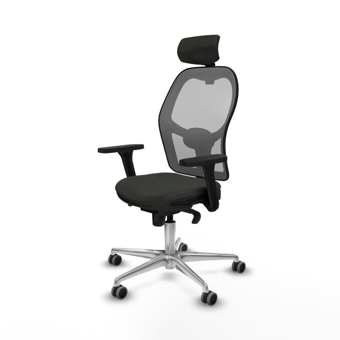 PIQUERAS Y CRESPO Silla de oficina Jorquera con mecanismo Sincro, tela negra y malla gris PIQUERAS Y CRESPO Silla de oficina Jorquera con mecanismo Sincro, tela negra y malla gris
