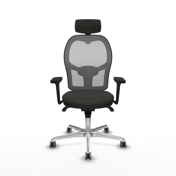 PIQUERAS Y CRESPO Silla de oficina Jorquera con mecanismo Sincro, tela negra y malla gris PIQUERAS Y CRESPO Silla de oficina Jorquera con mecanismo Sincro, tela negra y malla gris