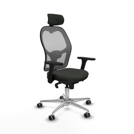 PIQUERAS Y CRESPO Silla de oficina Jorquera con mecanismo Sincro, tela negra y malla gris