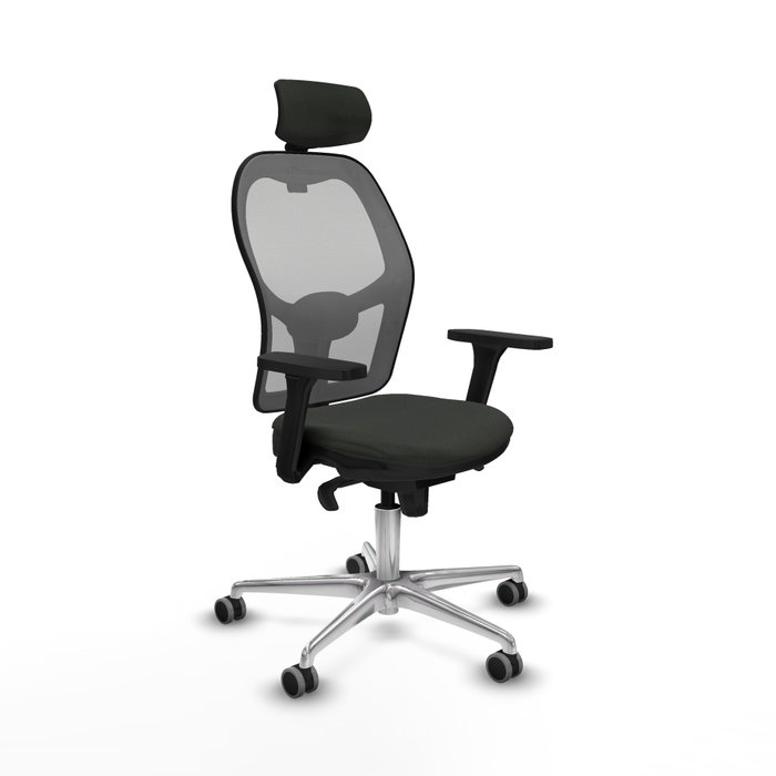 PIQUERAS Y CRESPO Silla de oficina Jorquera con mecanismo Sincro, tela negra y malla gris PIQUERAS Y CRESPO Silla de oficina Jorquera con mecanismo Sincro, tela negra y malla gris