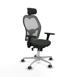 PIQUERAS Y CRESPO Silla de oficina Jorquera con mecanismo Sincro, tela negra y malla gris