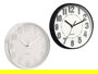 Giftdecor Reloj Redondo 20 cm Plástico y Vidrio, Esfera Blanca con Números Rayas Surtidos, Color Negro y Plata (Set de 12)