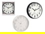 Giftdecor Reloj Redondo 20 cm Plástico y Vidrio, Esfera Blanca con Números Rayas Surtidos, Color Negro y Plata (Set de 12)