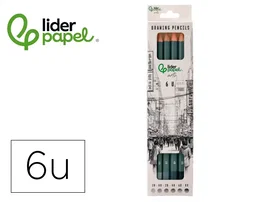 Liderpapel Lápiz de Grafito, Caja 6 Unidades, Durezas Surtidas, Certificado FSC
