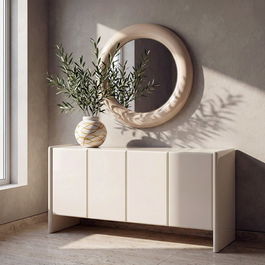 Aparador Lacado Crema Mármol-Dm Salón 163 X 45 X 75 cm