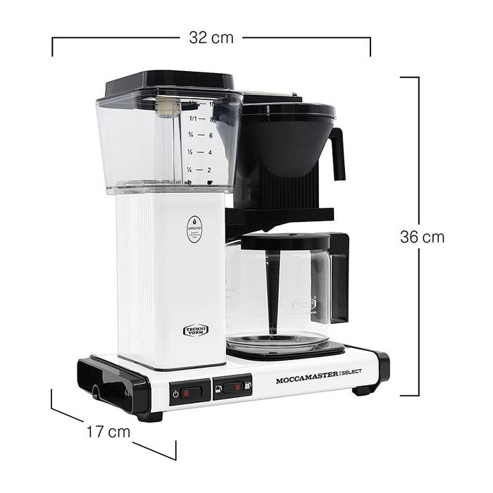 Moccamaster KBG Select Cafetera de Filtro 1.25L 1520W Blanco Matt White