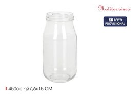 Inde Bote de Vidrio Alto Hermético con Tapa, 450 ml, Capacidad 450 cc, Diámetro 7.6 cm x Altura 15 cm (12 Unidades)