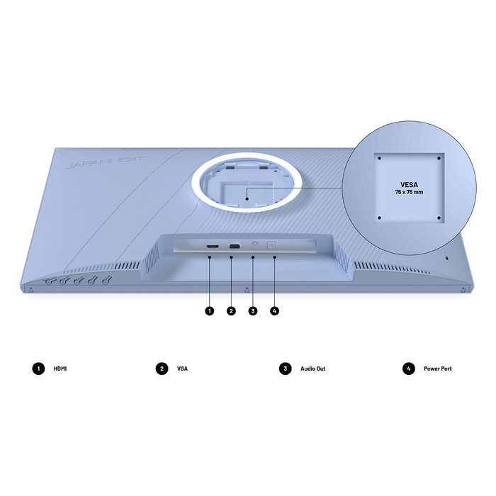 JAPANNEXT JN-I238FHD120F-HSP-BB Monitor Gaming IPS de 23.8 Pulgadas Full HD, 120Hz, 0.5ms, FreeSync, Altavoces, VESA, Ajustable, Color Azul