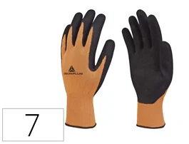 Deltaplus Guantes de Poliester con Palma y Dedos Impregnados en Latex Naranja Fluor/Negro Talla 7