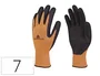 Deltaplus Guantes de Poliester con Palma y Dedos Impregnados en Latex Naranja Fluor/Negro Talla 7