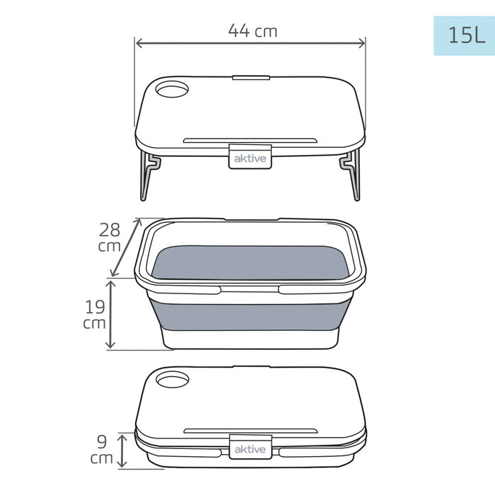 Aktive Cesta de Camping Plegable para Picnic 45x28x21cm