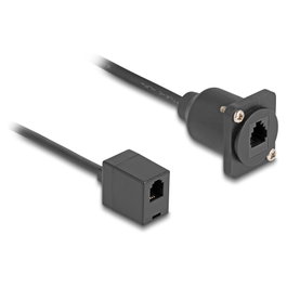 DeLOCK Cable RJ10 tipo-D hembra a hembra negro 30 cm
