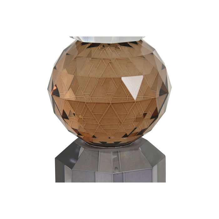 DKD Home Decor Set de 2 Portavelas de Cristal Gris 7x7x14 cm