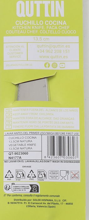 Quttin Cuchillo de Cocina Natura Hoja 13 cm (36 Unidades)