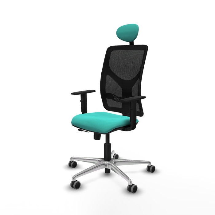 PIQUERAS Y CRESPO Silla de oficina Motilla con mecanismo Sincro/Traslack, Turquesa y Negro