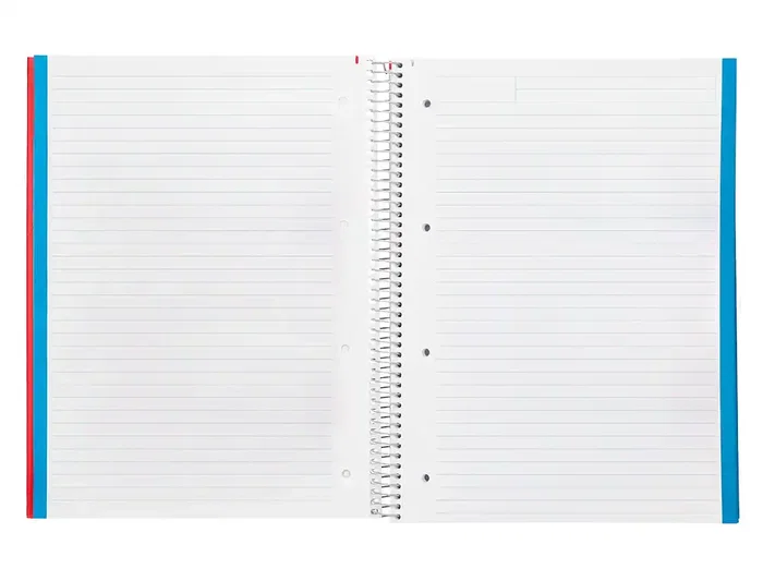 Liderpapel Micro Wonder Cuaderno Espiral A4, Tapa Plástico, 120 Hojas, 90gr, Impresión Horizontal, 5 Bandas, 4 Taladros, Colores