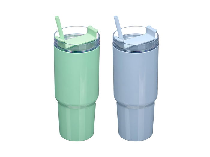 Kinvara Vaso Pajita 750 ml Surtidos Azul Verde 9 x 26 x 8.7 cm (Set de 12)