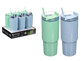 Kinvara Vaso Pajita 750 ml Surtidos Azul Verde 9 x 26 x 8.7 cm (Set de 12)