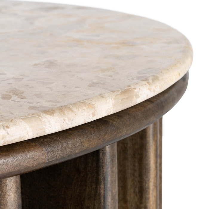 Mesa Centro Madera-Mármol Salón 90 X 90 X 42 cm