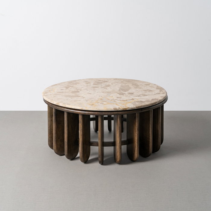 Mesa Centro Madera-Mármol Salón 90 X 90 X 42 cm