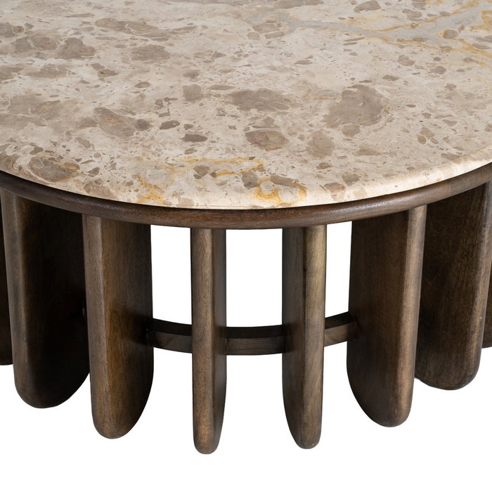 Mesa Centro Madera-Mármol Salón 90 X 90 X 42 cm