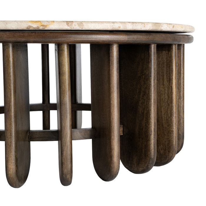 Mesa Centro Madera-Mármol Salón 90 X 90 X 42 cm