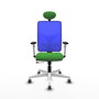 PIQUERAS Y CRESPO Silla de oficina Motilla con mecanismo Sincro/Traslack, Tela Verde y Malla Azul