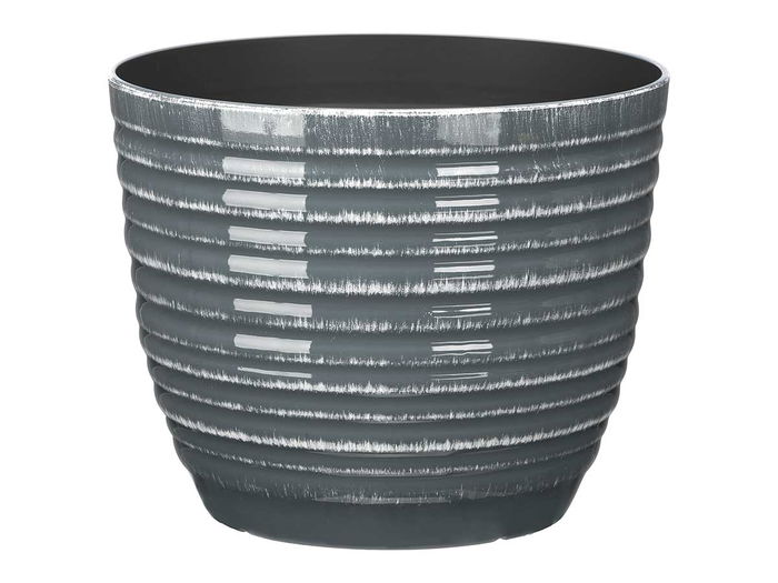 Ibergarden Maceta Rayas 20 cm, Surtido de Colores (Antracita, Gris, Verde) en Plástico PP (Set de 24)