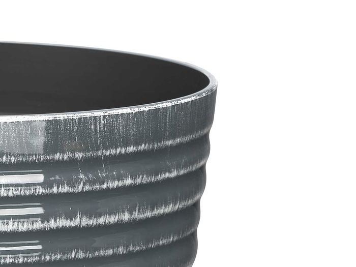 Ibergarden Maceta Rayas 20 cm, Surtido de Colores (Antracita, Gris, Verde) en Plástico PP (Set de 24)