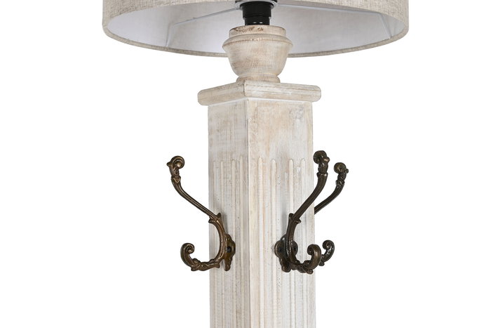DKD Home Decor Lámpara Pie Tradicional Blanco 42 x 200 x 42 cm Mango Metal