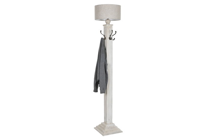 DKD Home Decor Lámpara Pie Tradicional Blanco 42 x 200 x 42 cm Mango Metal