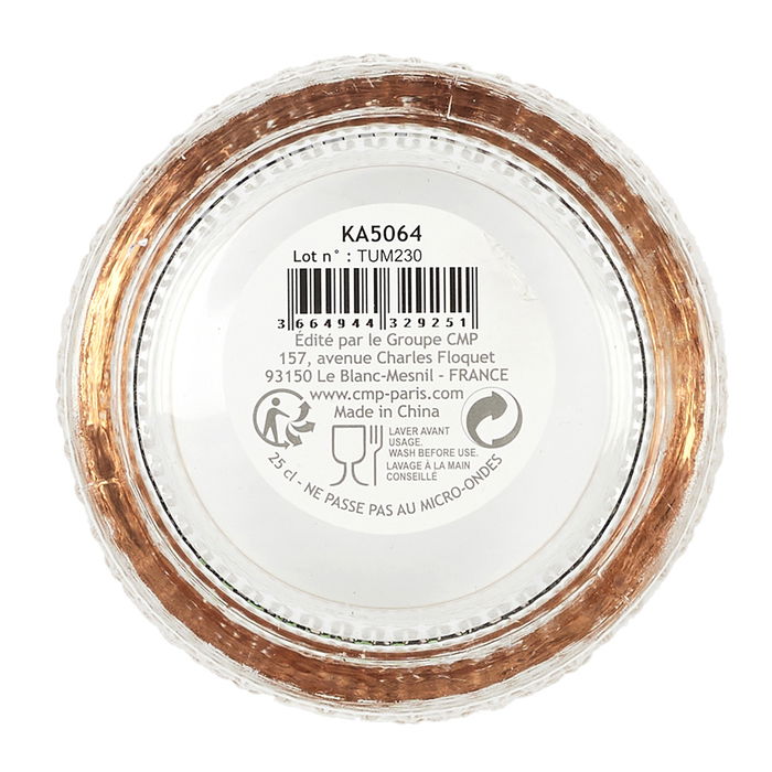 Home Deco Factory Vaso Mirage 250 Ml Vidrio Con Relieves Ribete Dorado