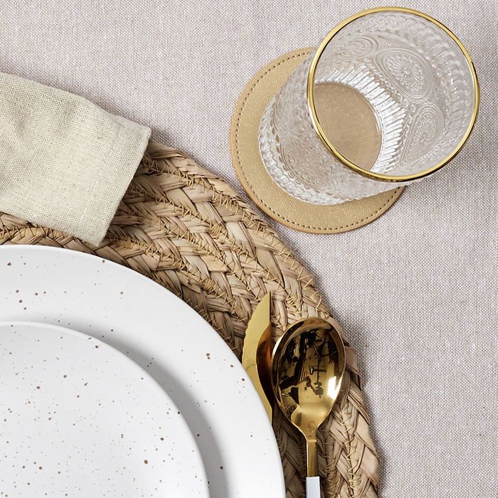 Home Deco Factory Vaso Mirage 250 Ml Vidrio Con Relieves Ribete Dorado