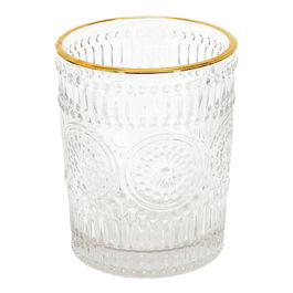 Home Deco Factory Vaso Mirage 250 Ml Vidrio Con Relieves Ribete Dorado