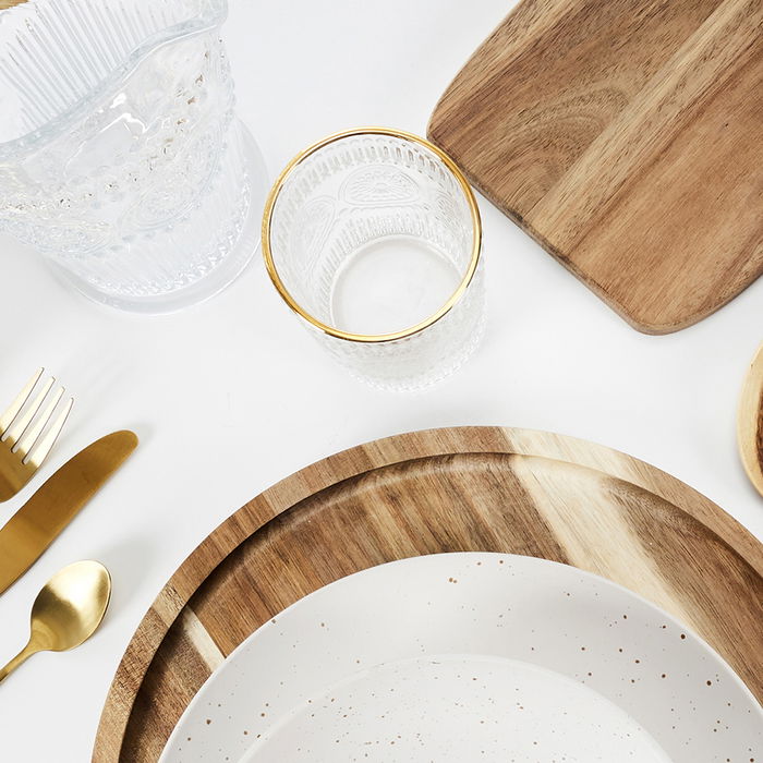 Home Deco Factory Vaso Mirage 250 Ml Vidrio Con Relieves Ribete Dorado