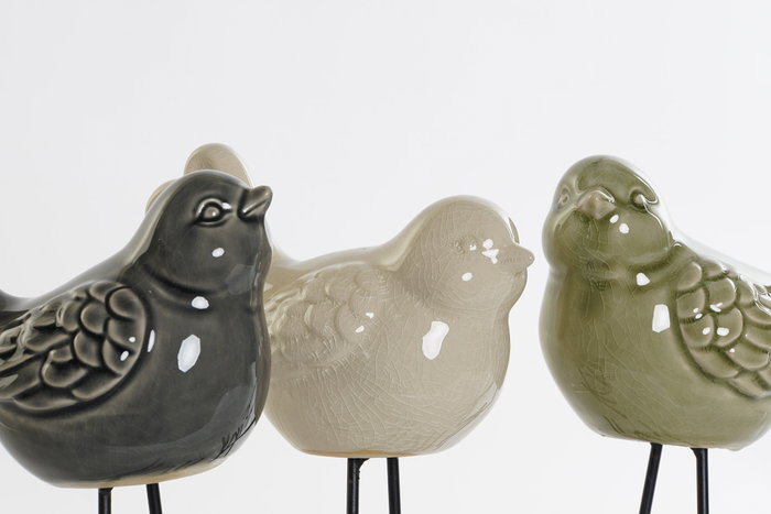 DKD Home Decor Figura de Pájaro en Porcelana y Metal (Surtido)