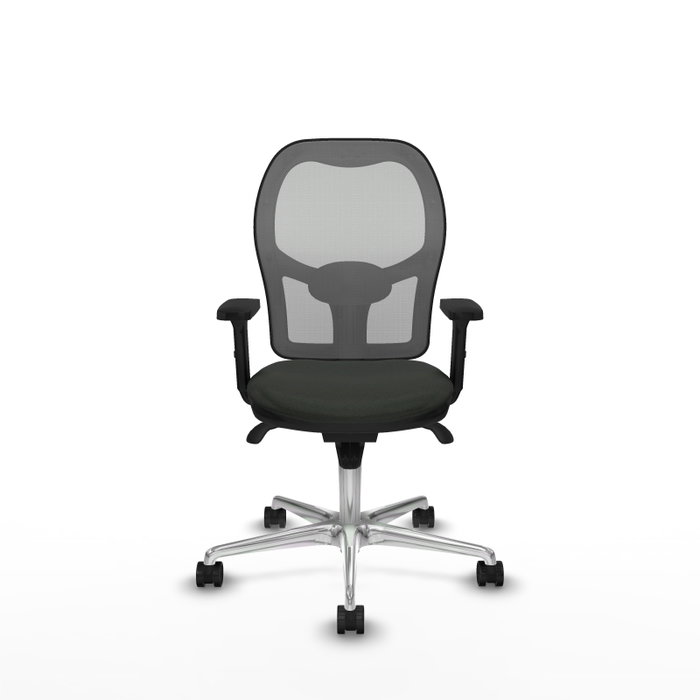 PIQUERAS Y CRESPO Silla de oficina Jorquera con mecanismo Sincro, tela negra y malla gris PIQUERAS Y CRESPO Silla de oficina Jorquera con mecanismo Sincro, tela negra y malla gris