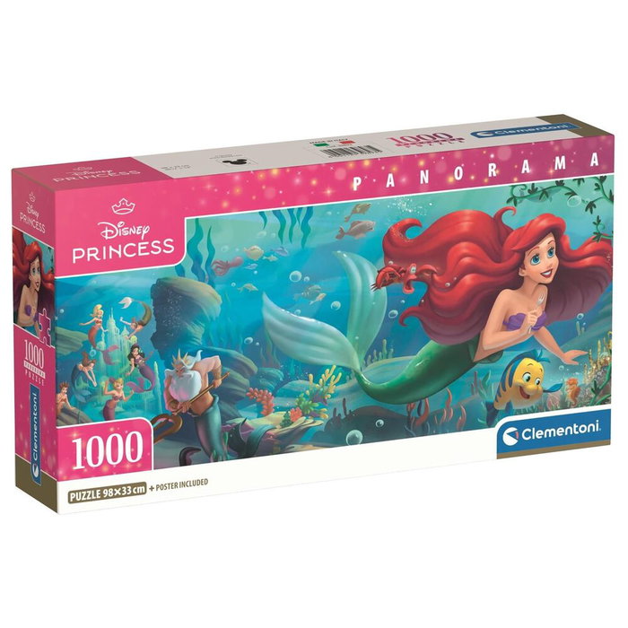 Clementoni Puzzle Panorama La Sirenita Disney 1000 Piezas 98x33cm