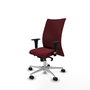Silla Albacete confidente con mecanismo Sincro tapizada con Similpiel color Granate. Equipada con Base aluminio, Brazos 1D y Ruedas 65mm nailon