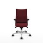 Silla Albacete confidente con mecanismo Sincro tapizada con Similpiel color Granate. Equipada con Base aluminio, Brazos 1D y Ruedas 65mm nailon